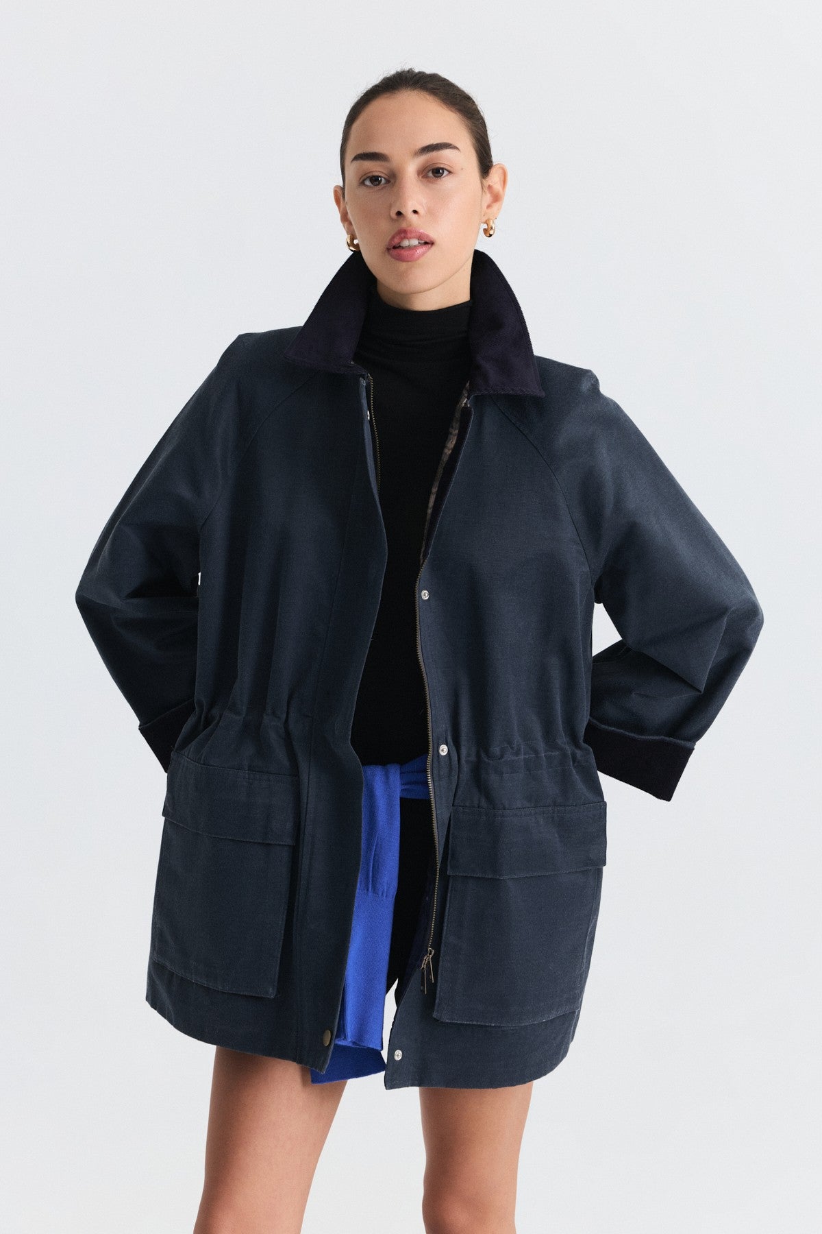 Velvet-Collar Jacket with a Waxed Look