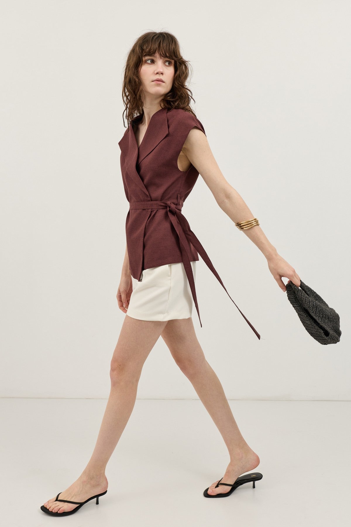 Antioch Women's Vest with Lace Trim and a Linen Blend