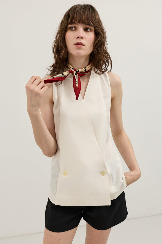 Women's Linen-Blend Wrap-Style Vest