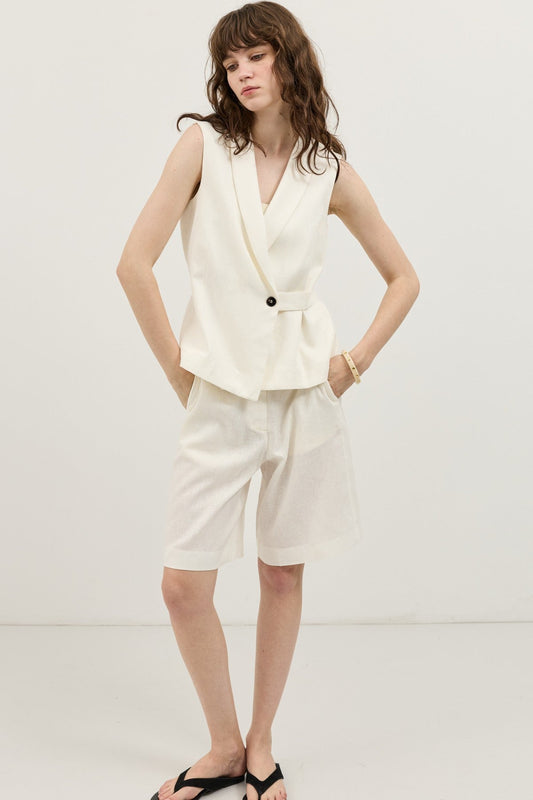Antioch Linen-Blend Cross-Over Women's Vest
