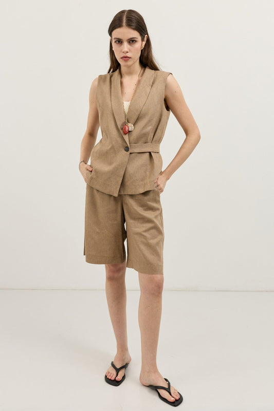 Antioch Linen-Blend Cross-Over Women's Vest