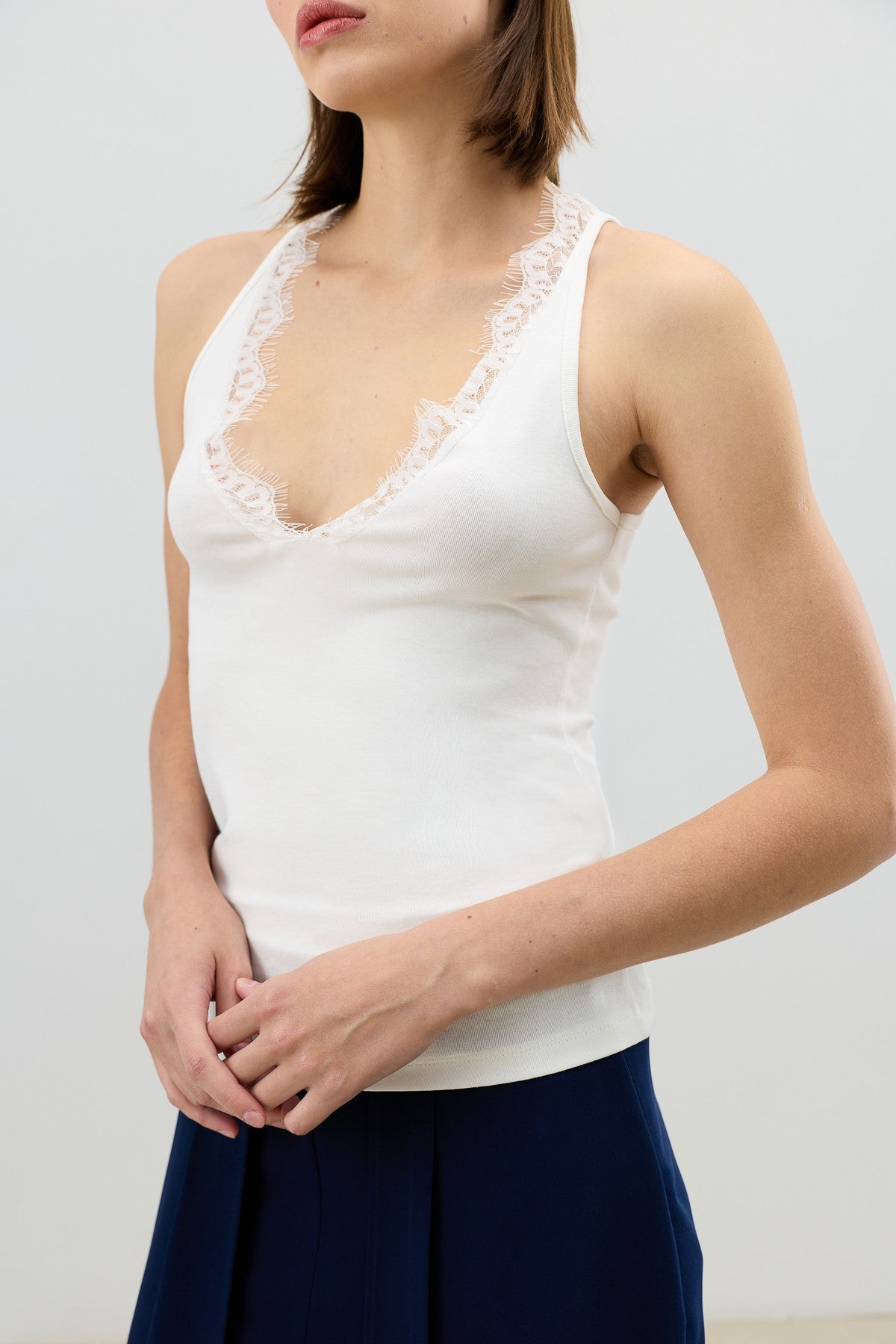 Women's Top with Lace Details on the Collar from Antioch