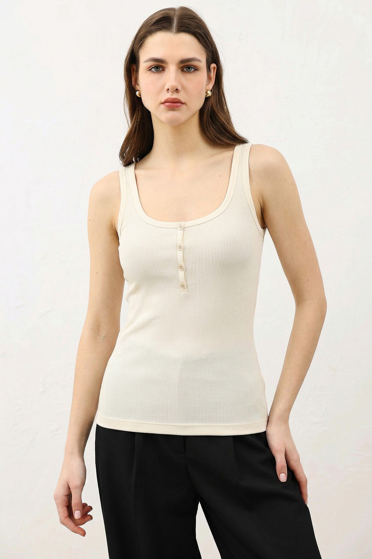 Antioch Women's T-Shirt with Button Detail