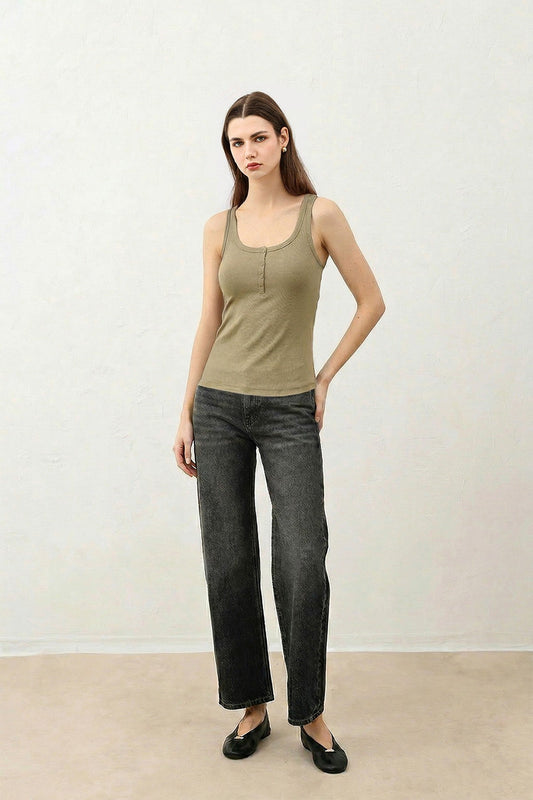 Antioch Women's T-Shirt with Button Detail