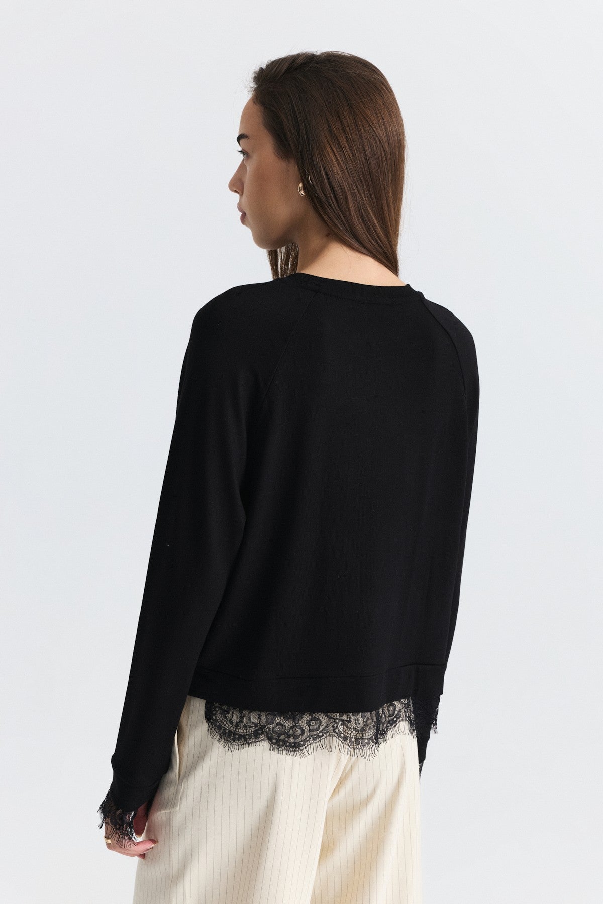 Lace-Detailed Knit Sweater