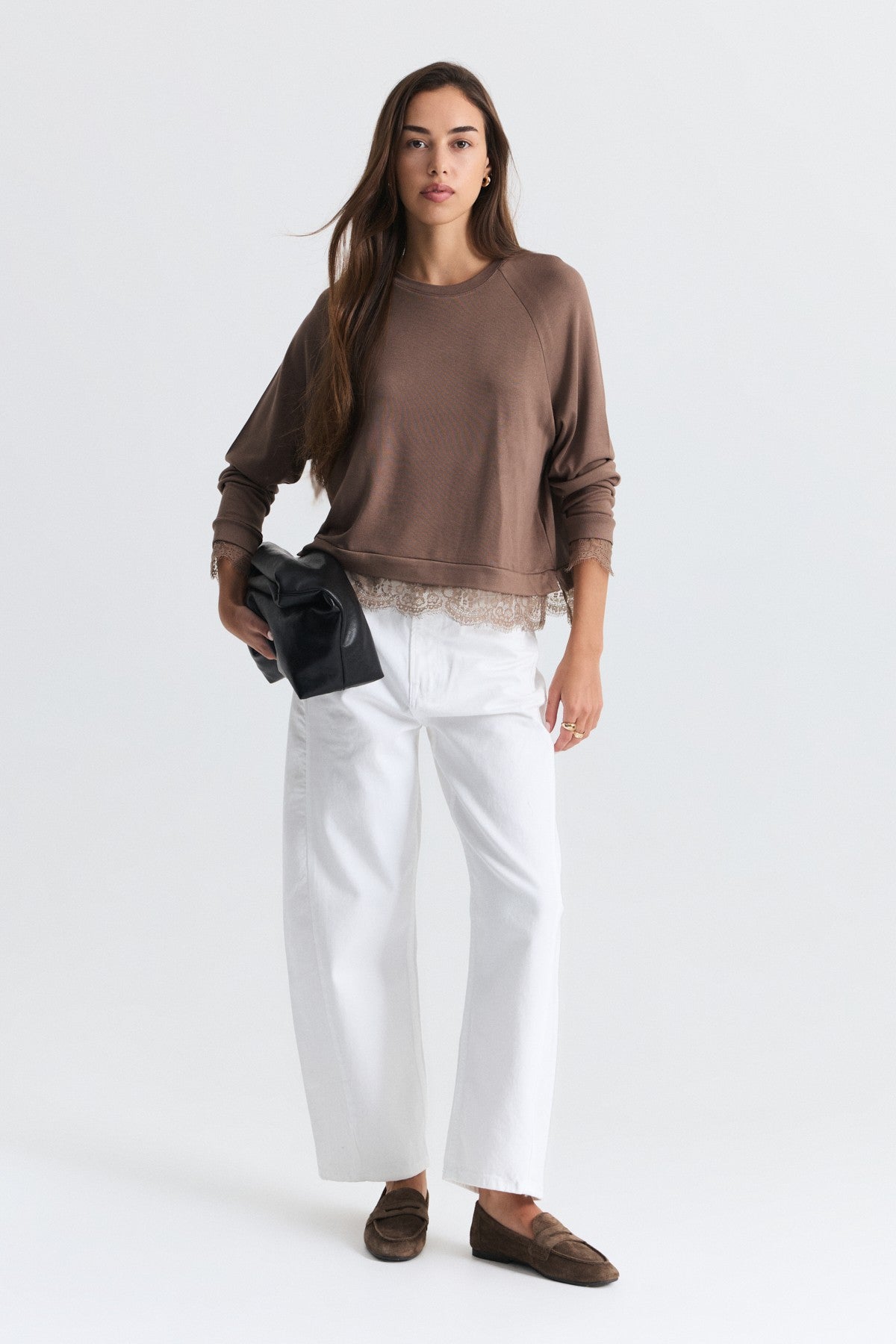 Lace-Detailed Knit Sweater