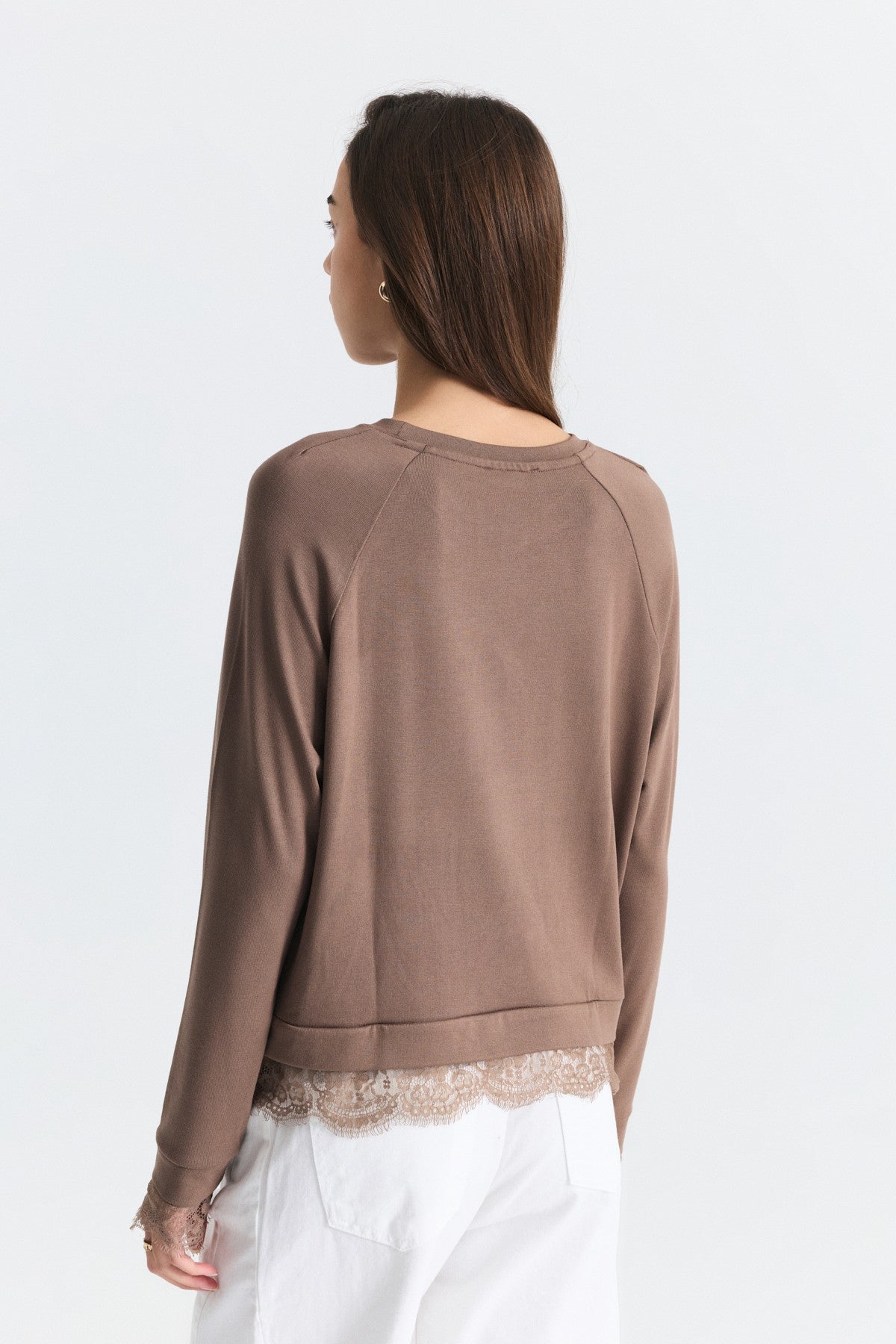 Lace-Detailed Knit Sweater