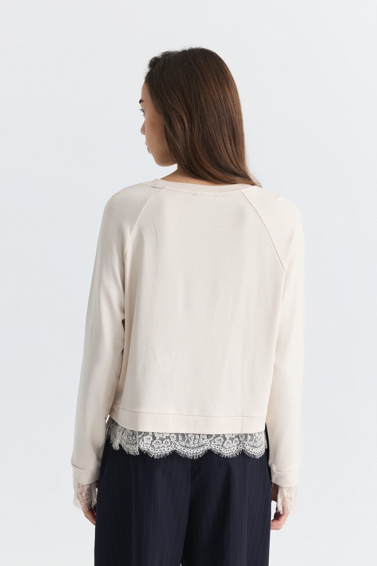 Lace-Detailed Knit Sweater