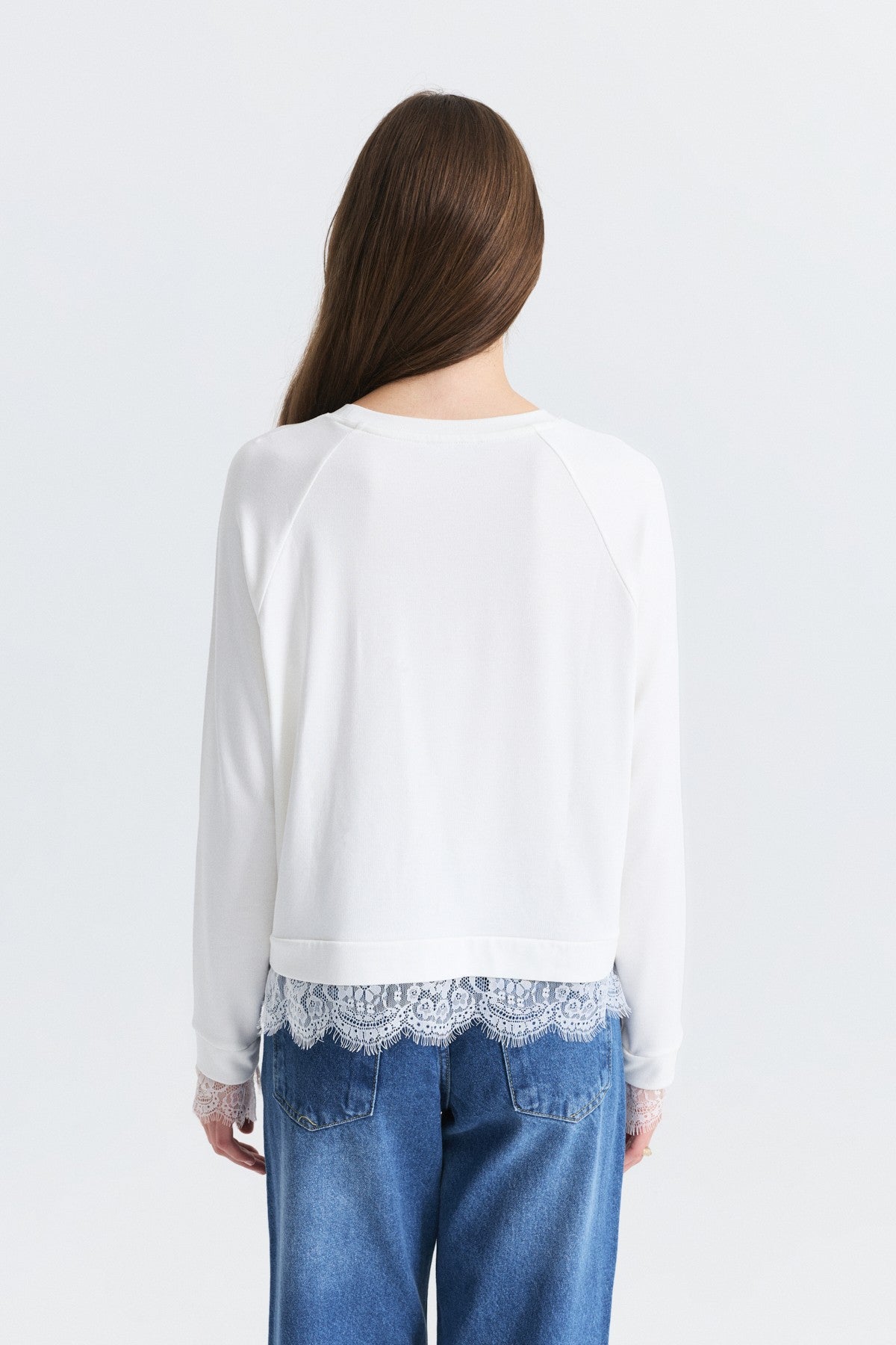 Lace-Detailed Knit Sweater