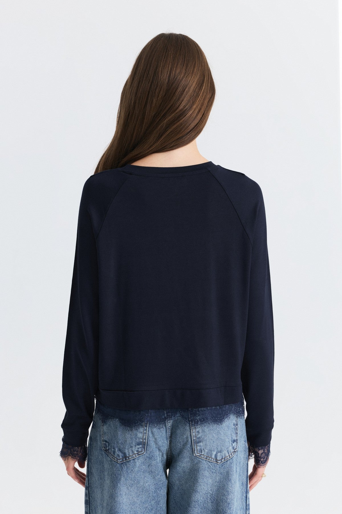 Lace-Detailed Knit Sweater