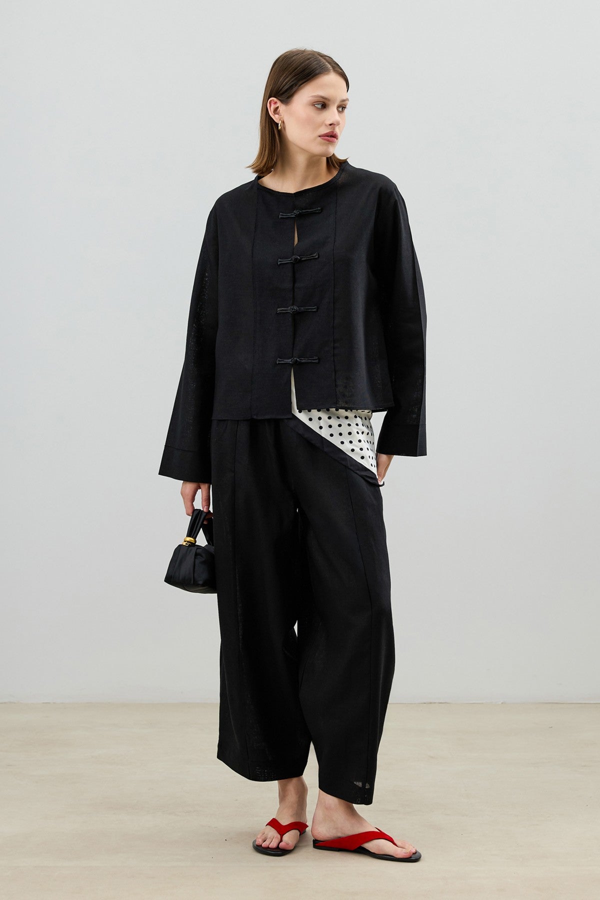 Women's Suit with Embellished Buttons in a Linen Blend