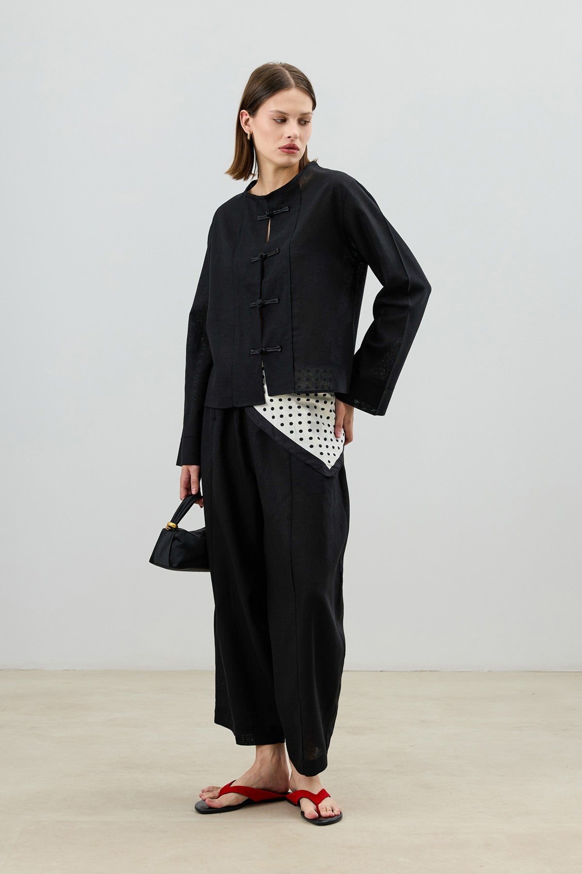 Women's Suit with Embellished Buttons in a Linen Blend