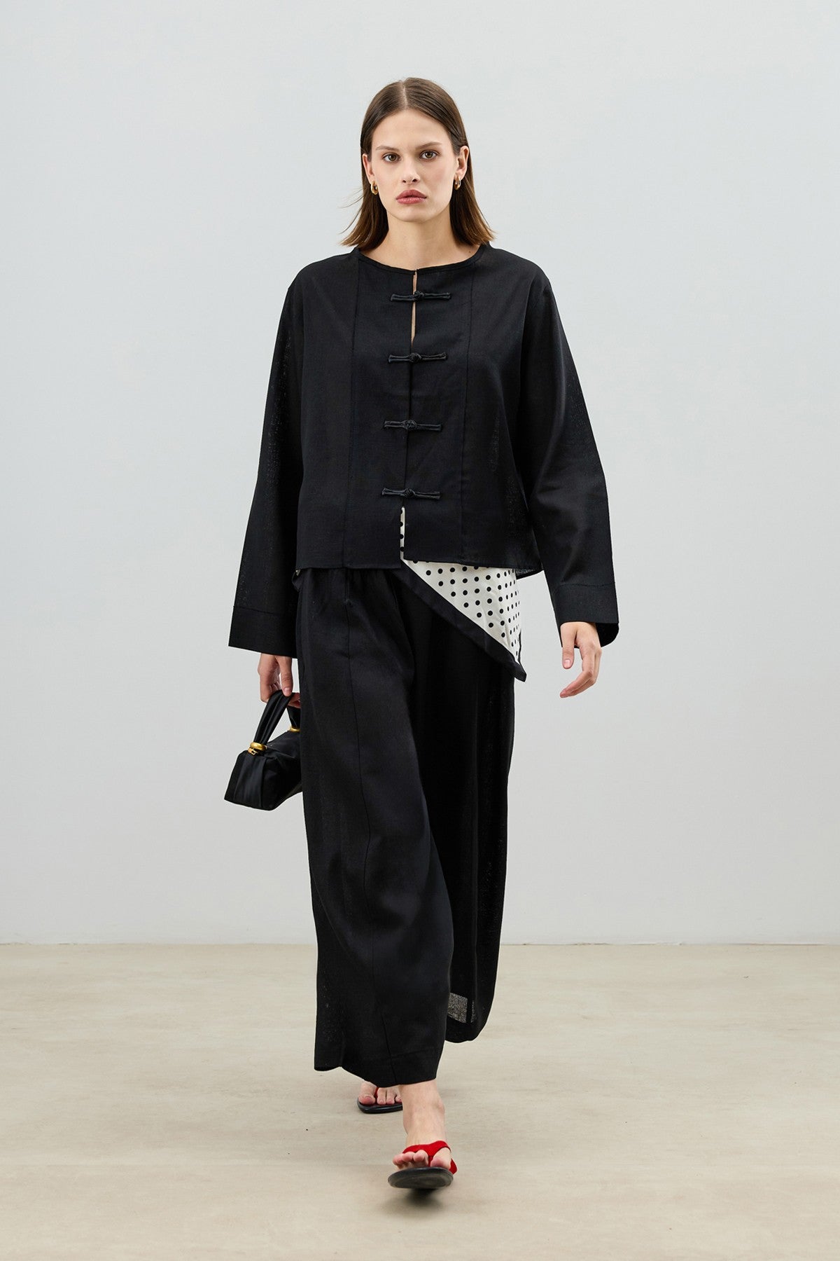 Women's Suit with Embellished Buttons in a Linen Blend