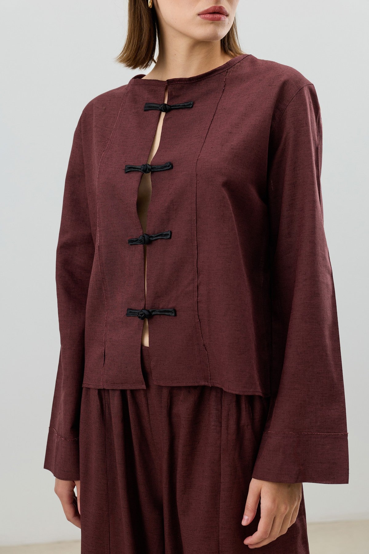 Women's Suit with Embellished Buttons in a Linen Blend