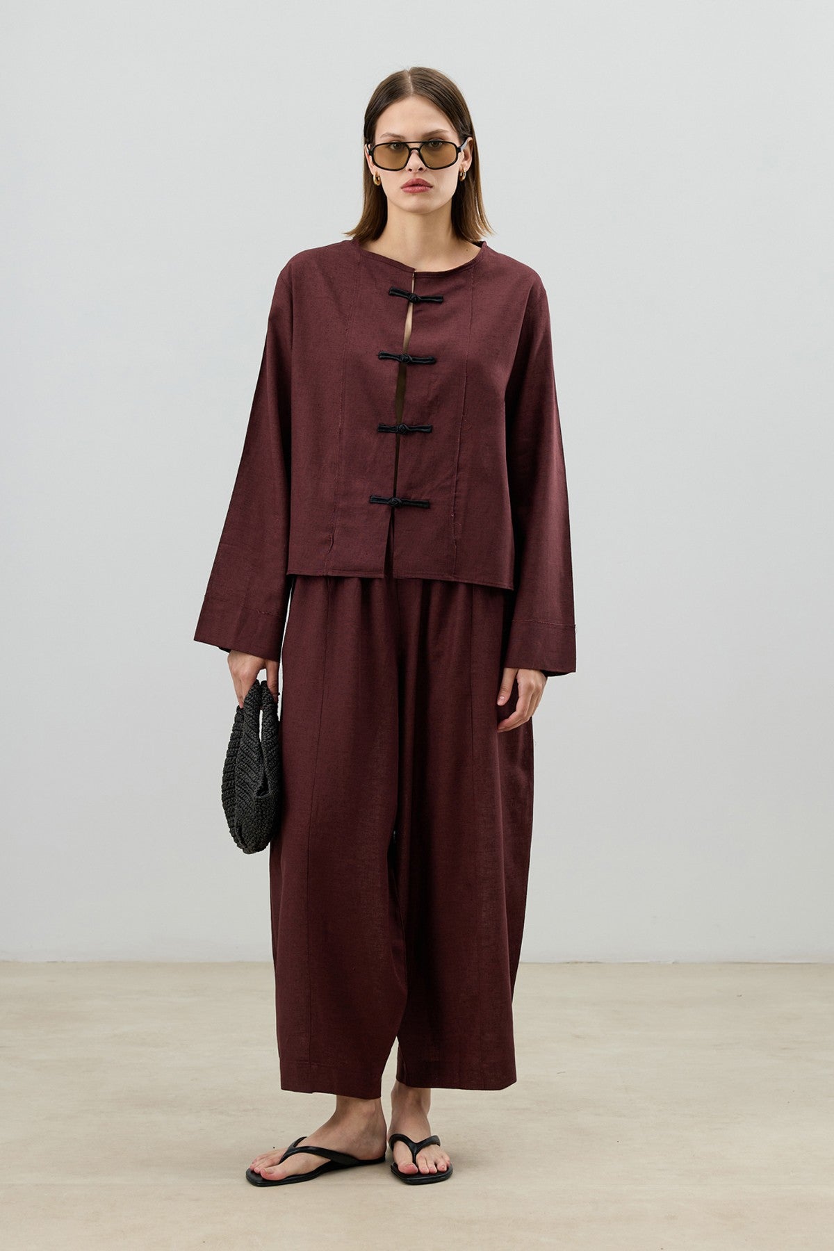 Women's Suit with Embellished Buttons in a Linen Blend