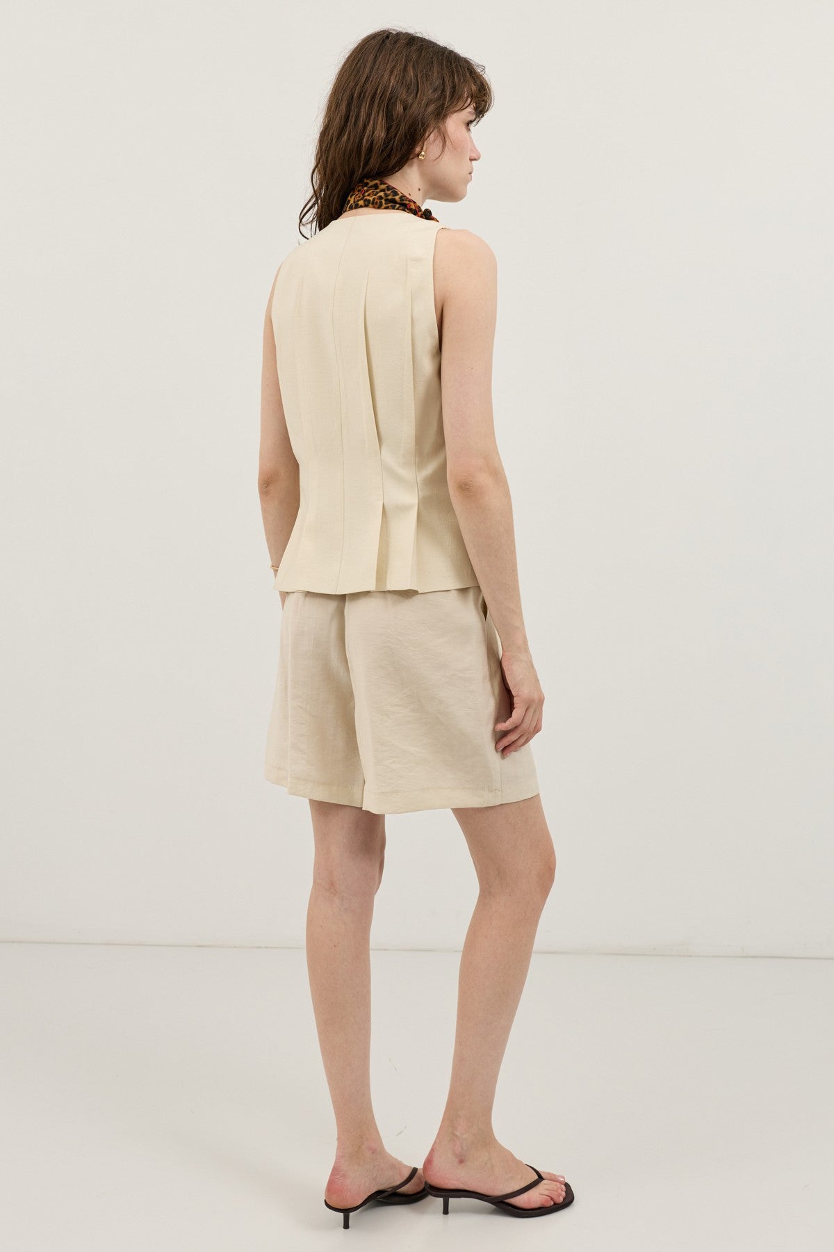 Pleated Vest and Shorts Set for Women