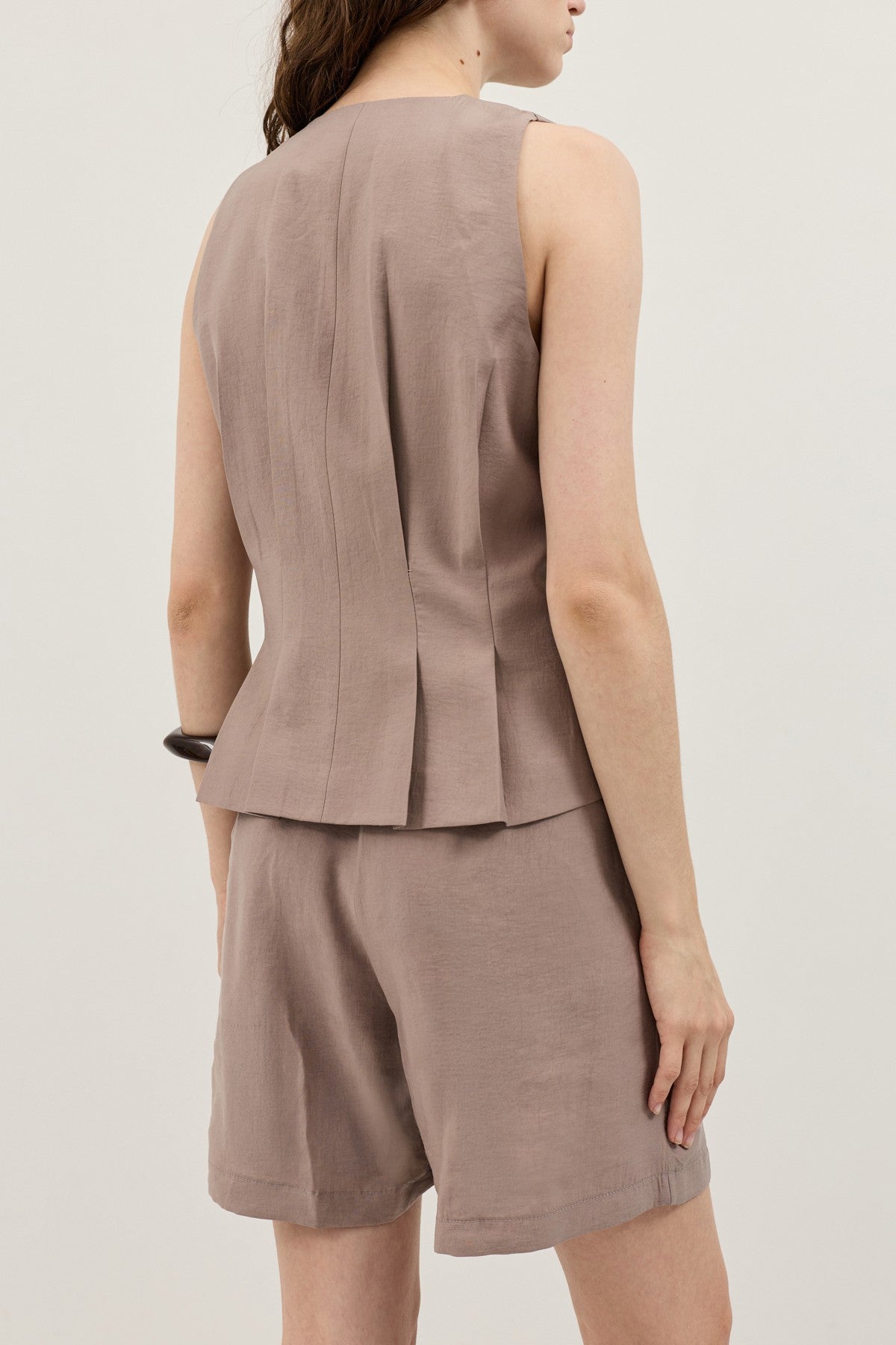 Pleated Vest and Shorts Set for Women
