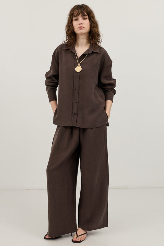 Wide-Leg Pants and Shirt Set