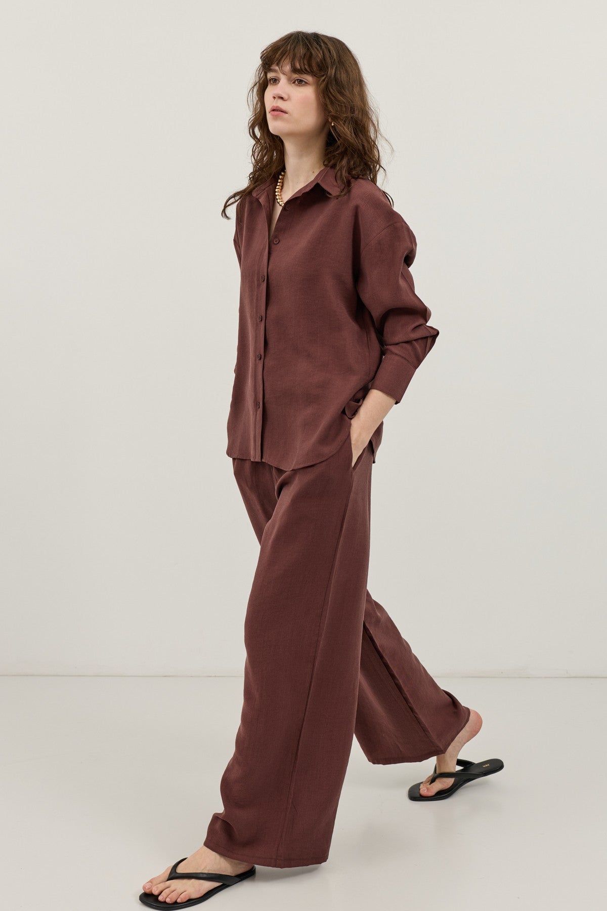 Wide-Leg Pants and Shirt Set