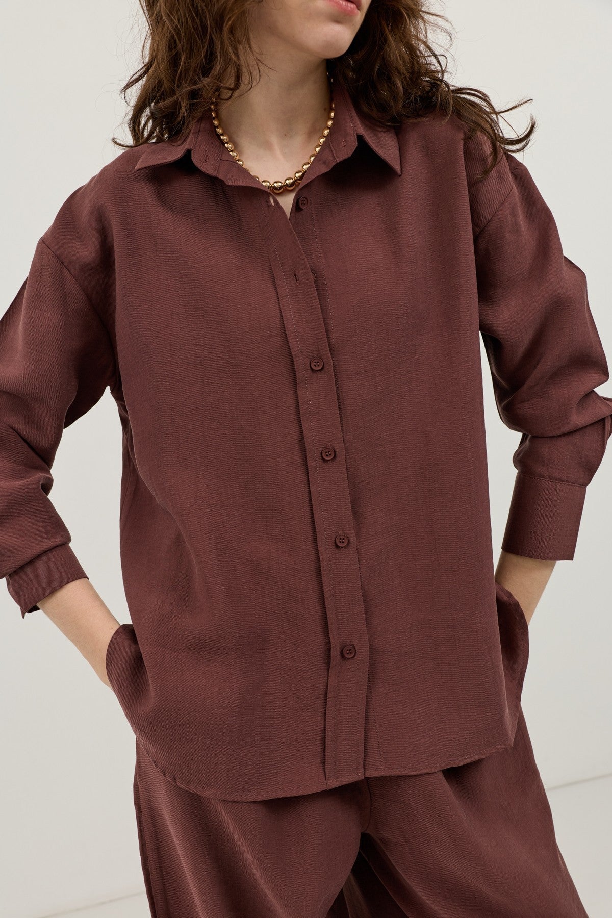 Wide-Leg Pants and Shirt Set