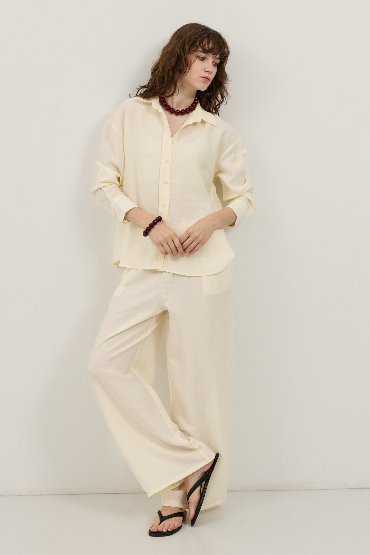 Wide-Leg Pants and Shirt Set