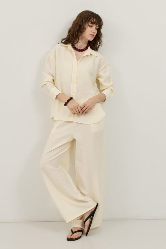 Wide-Leg Pants and Shirt Set