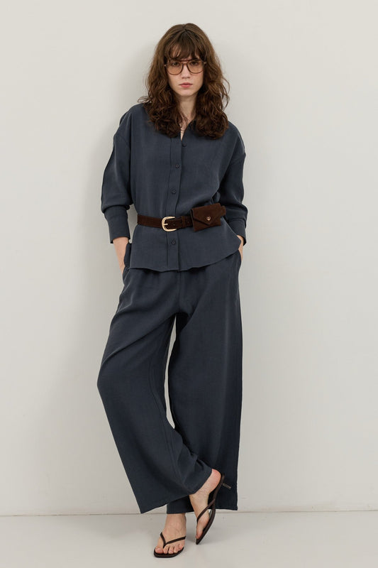 Wide-Leg Pants and Shirt Set