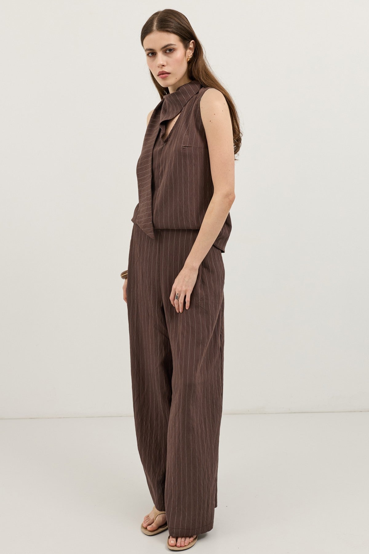 Women's Striped Set with Shawl Collar