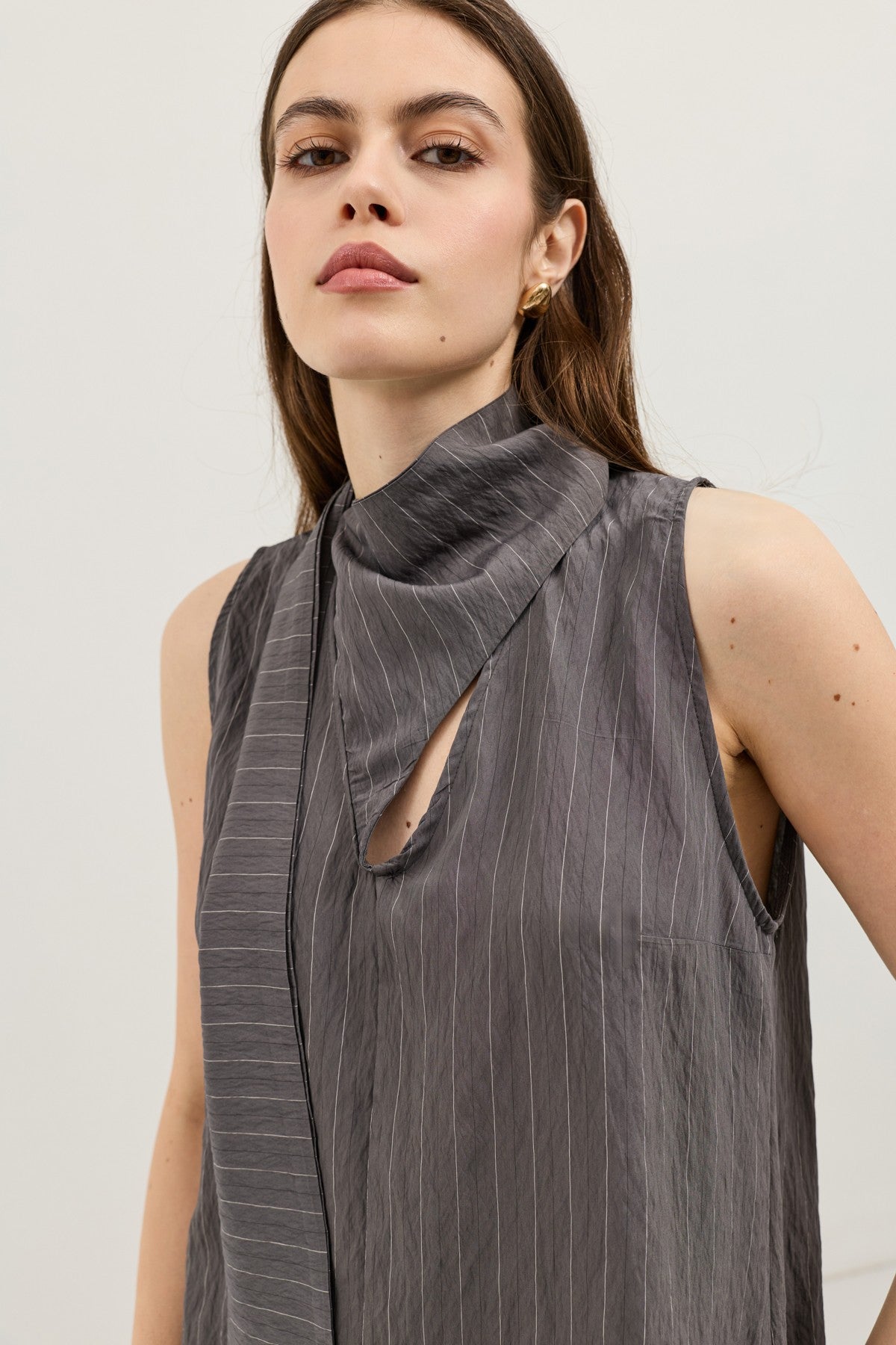 Women's Striped Set with Shawl Collar