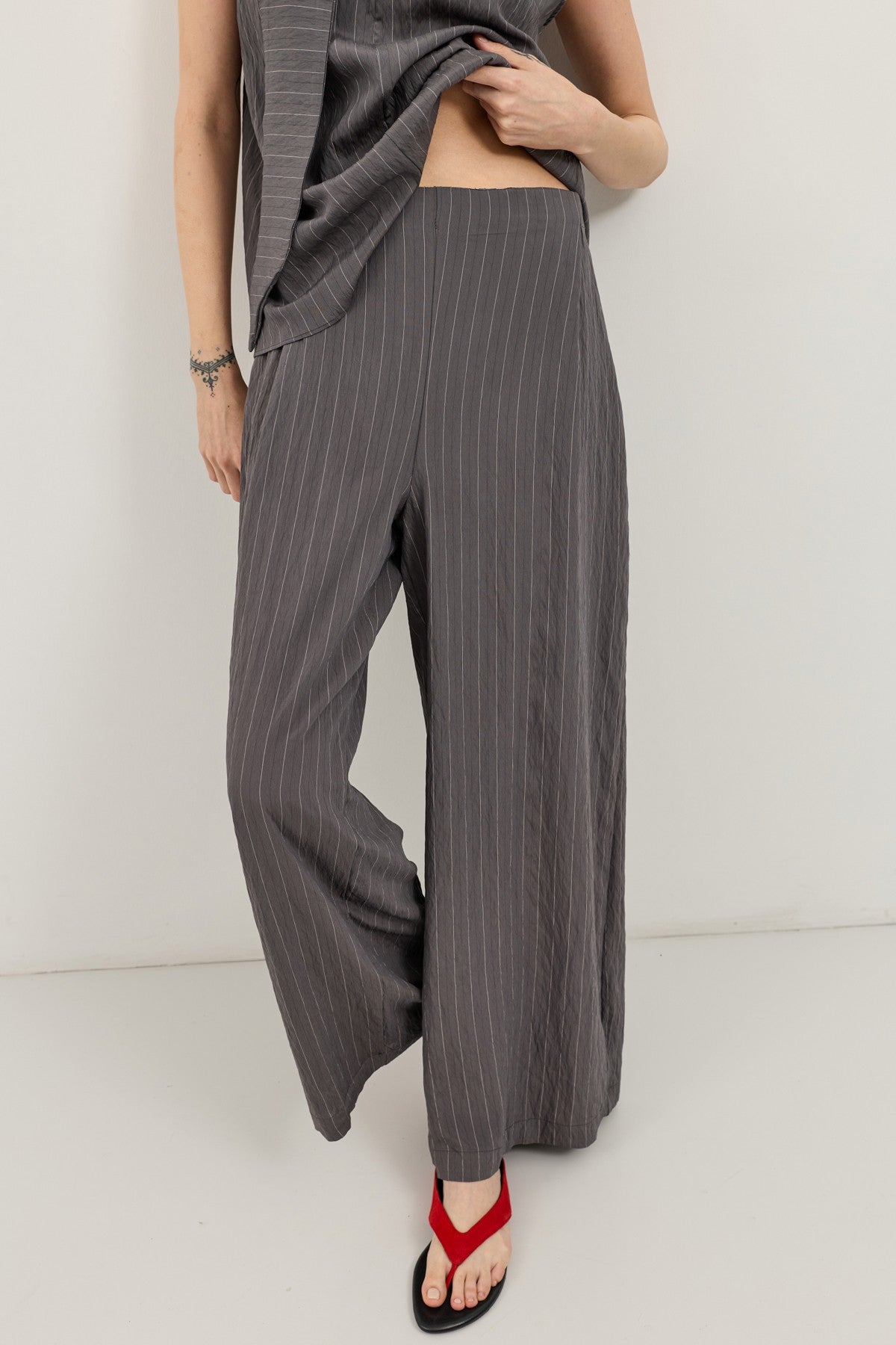 Women's Striped Set with Shawl Collar