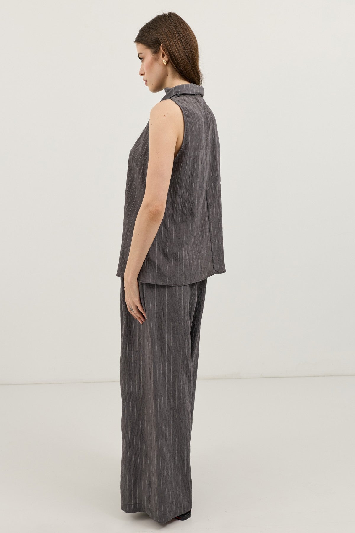 Women's Striped Set with Shawl Collar