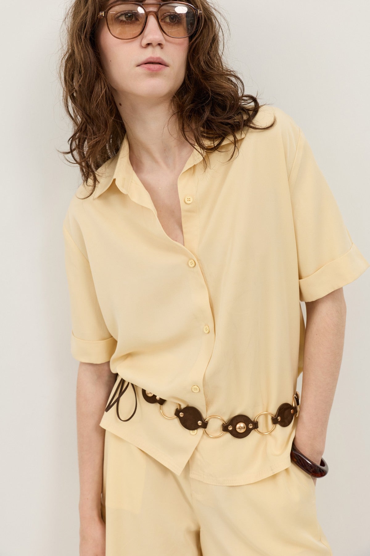 100% Lyocell Shirt and Shorts Set for Women