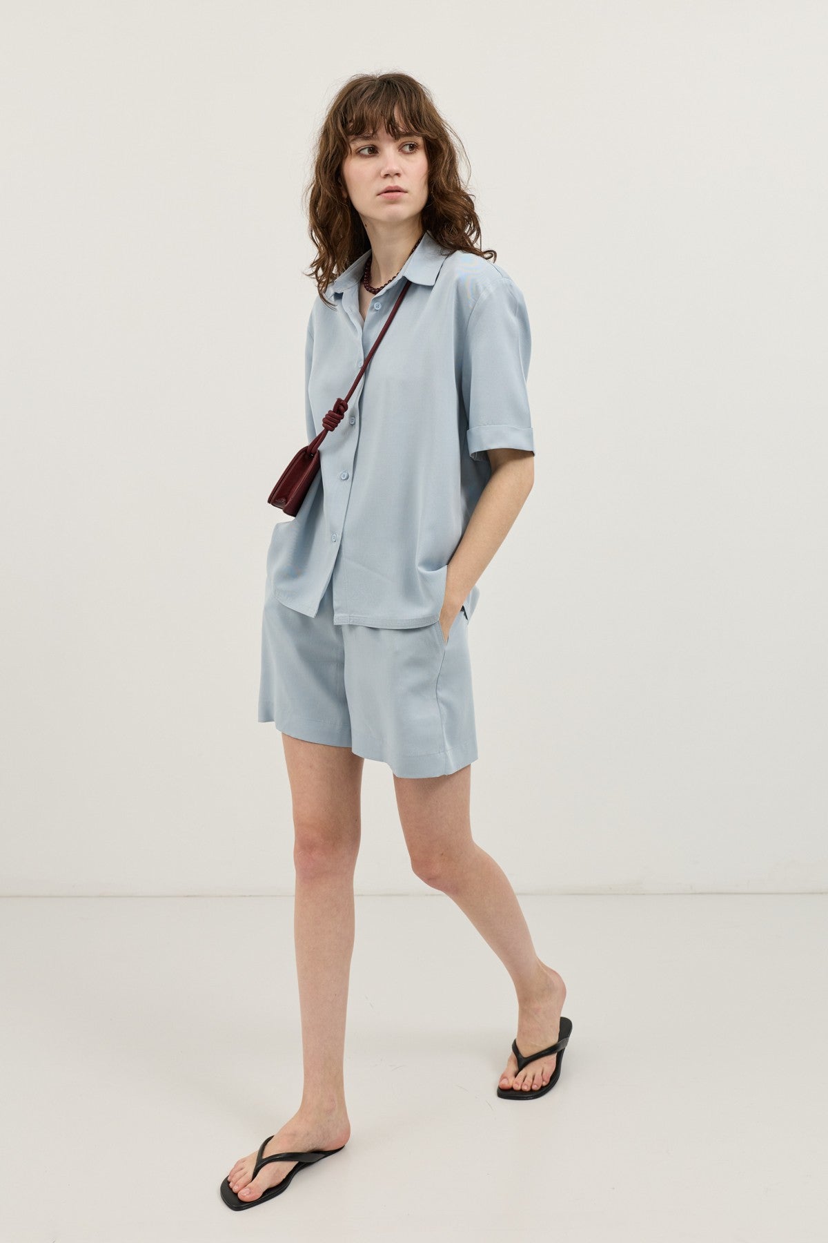 100% Lyocell Shirt and Shorts Set for Women