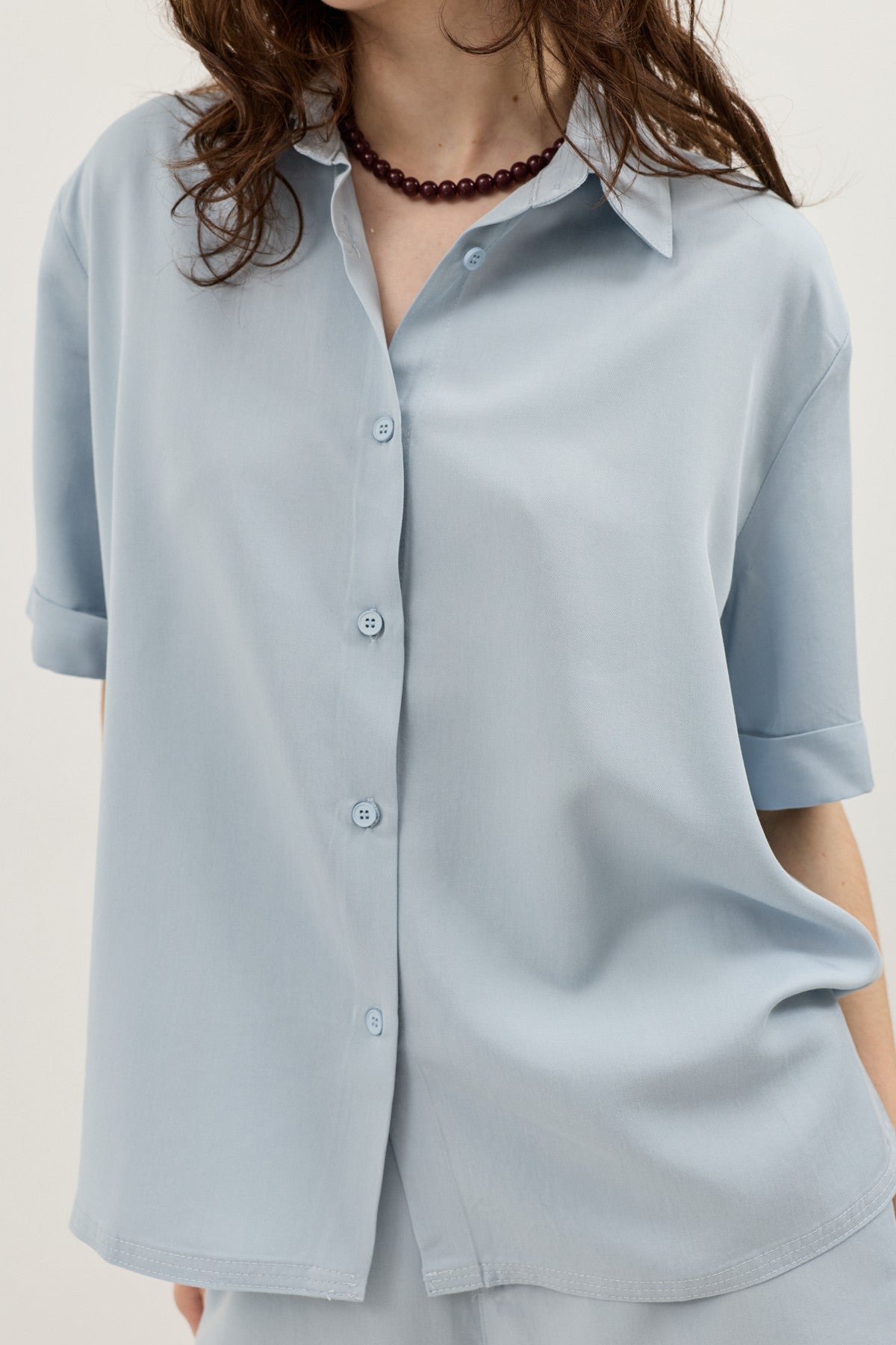 100% Lyocell Shirt and Shorts Set for Women
