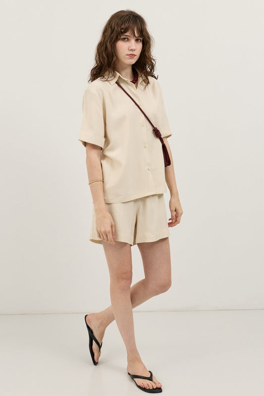 100% Lyocell Shirt and Shorts Set for Women