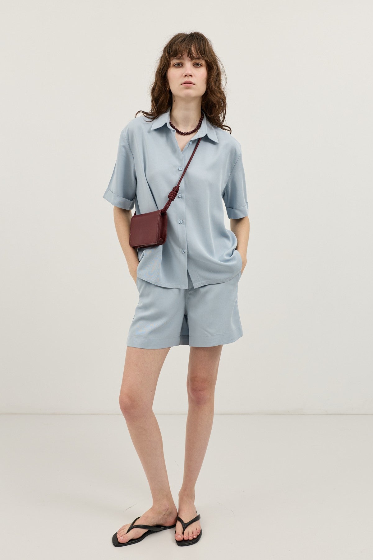 100% Lyocell Shirt and Shorts Set for Women