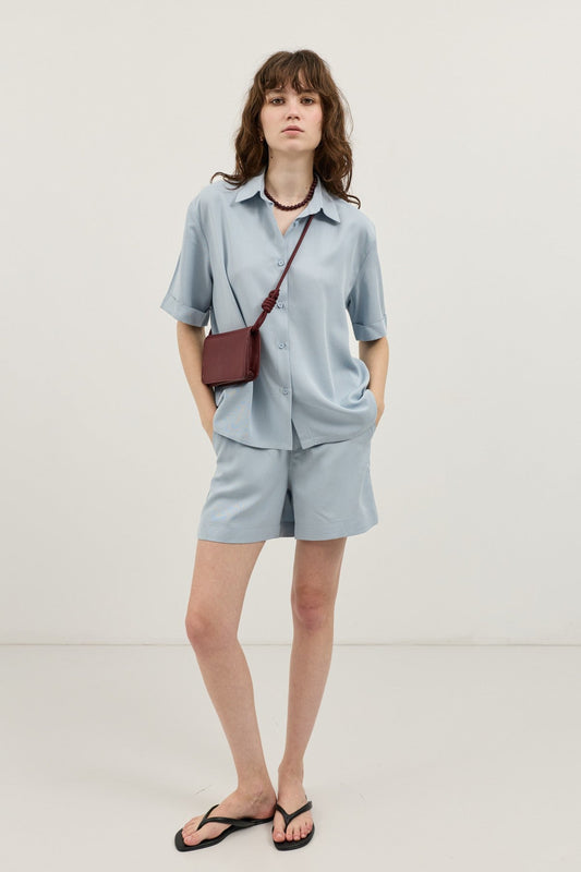 100% Lyocell Shirt and Shorts Set for Women