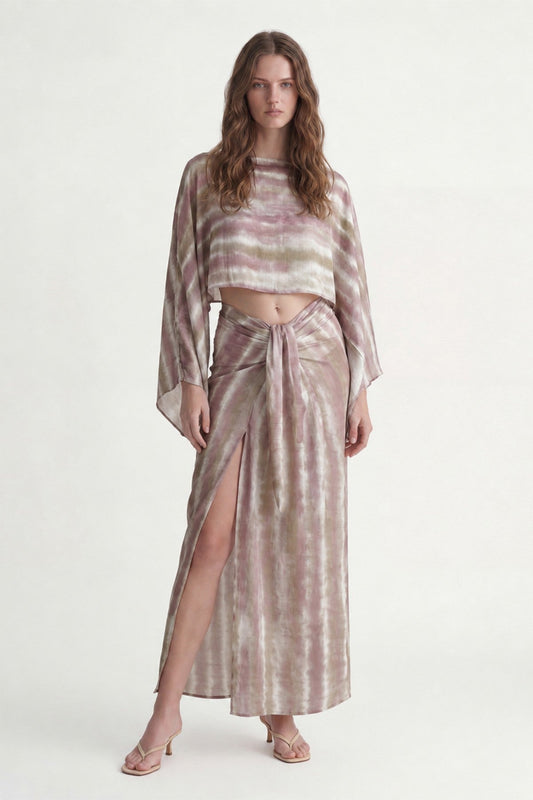 Slit Skirt and Pareo Set