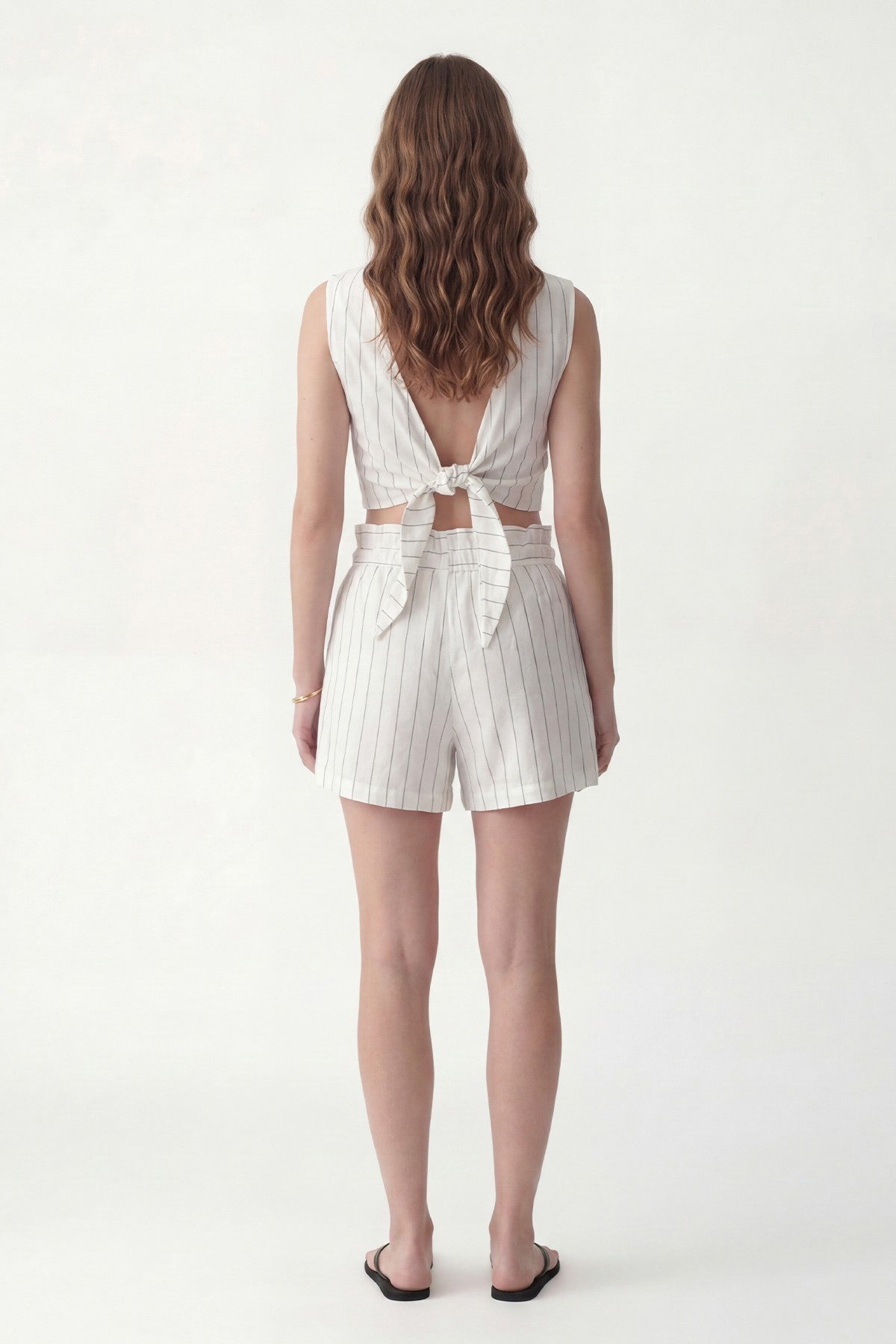 Linen-Blend Striped Shorts Set