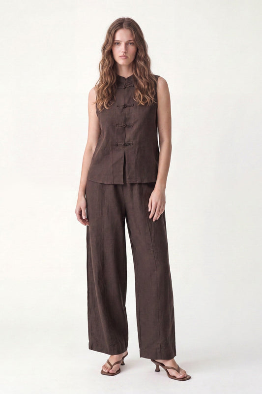 Linen-Blend Embellished Button Set