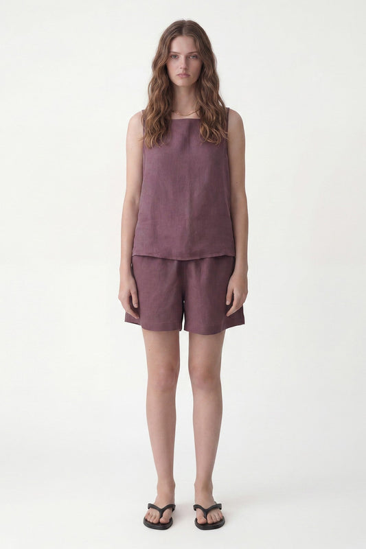 100% Linen Shorts Set