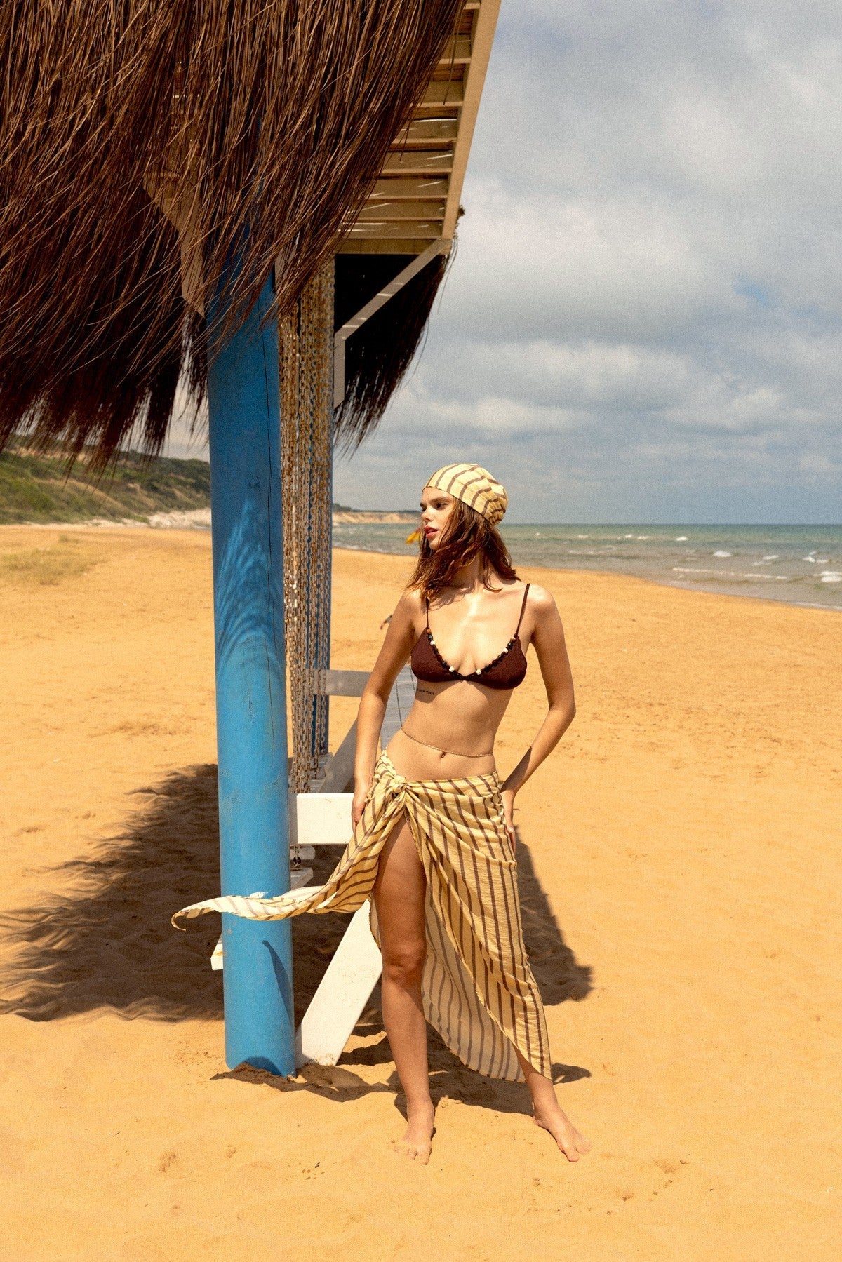 Striped Tie-Dye Pareo and Bandana Set
