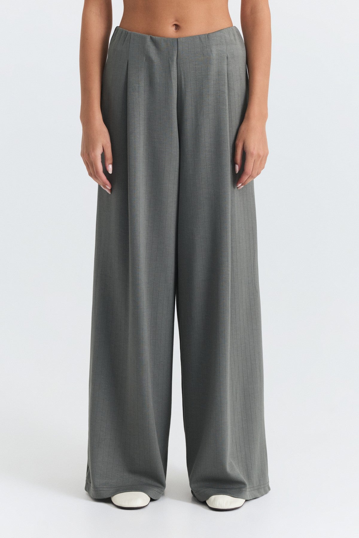 Soft-Textured Blazer and Pants Set with a Belt