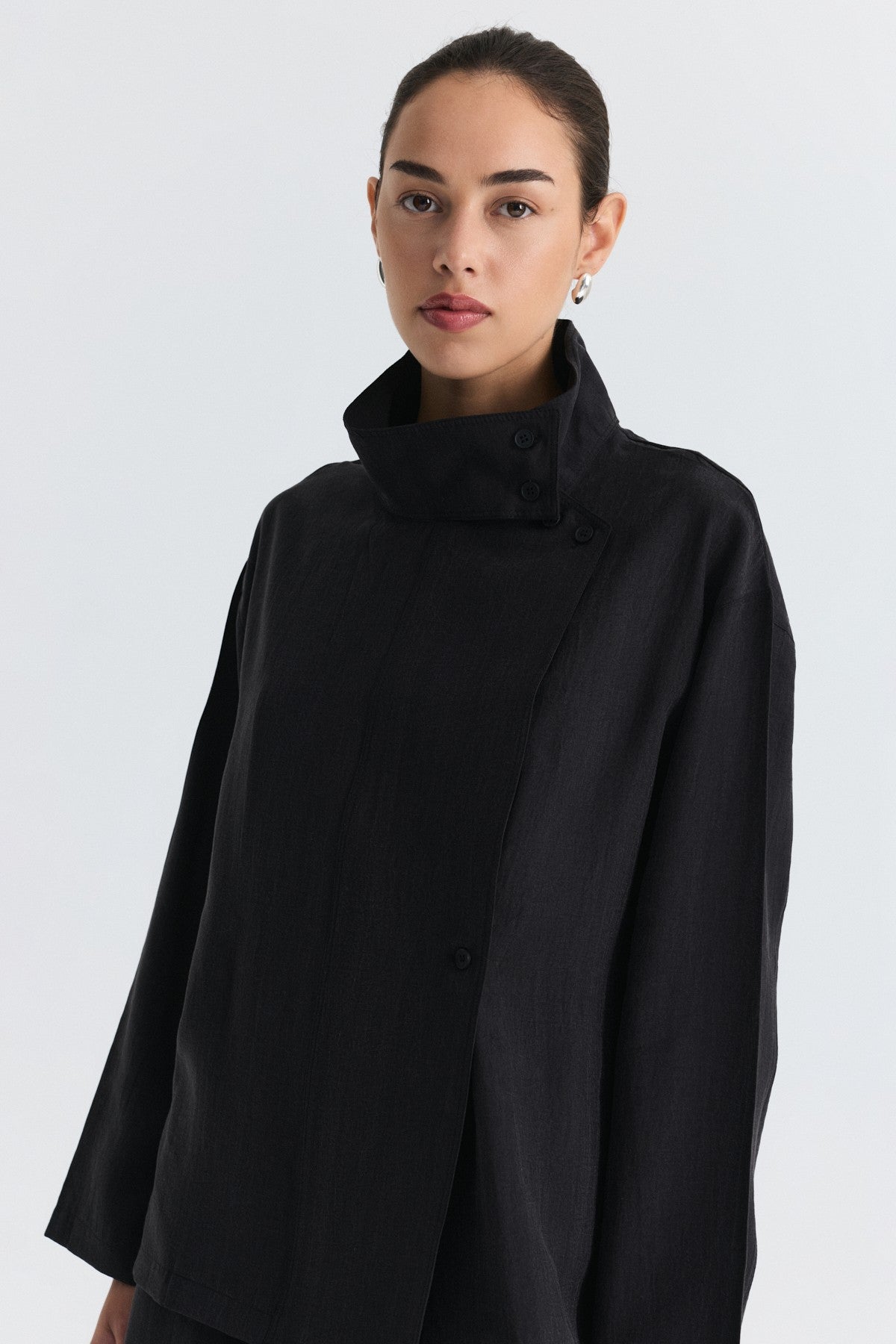 Stand-Up Collar Shirt and Pants Set