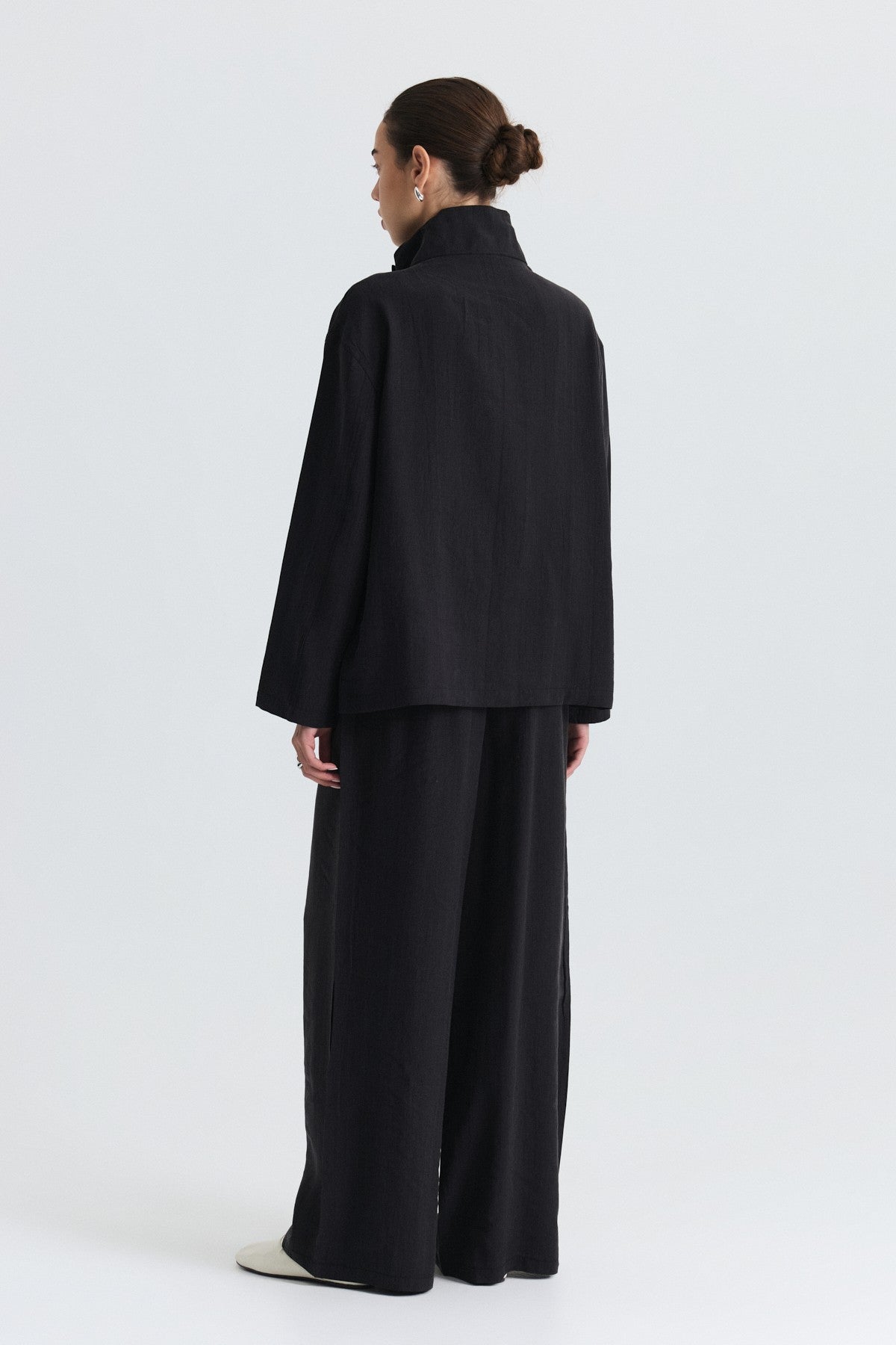 Stand-Up Collar Shirt and Pants Set