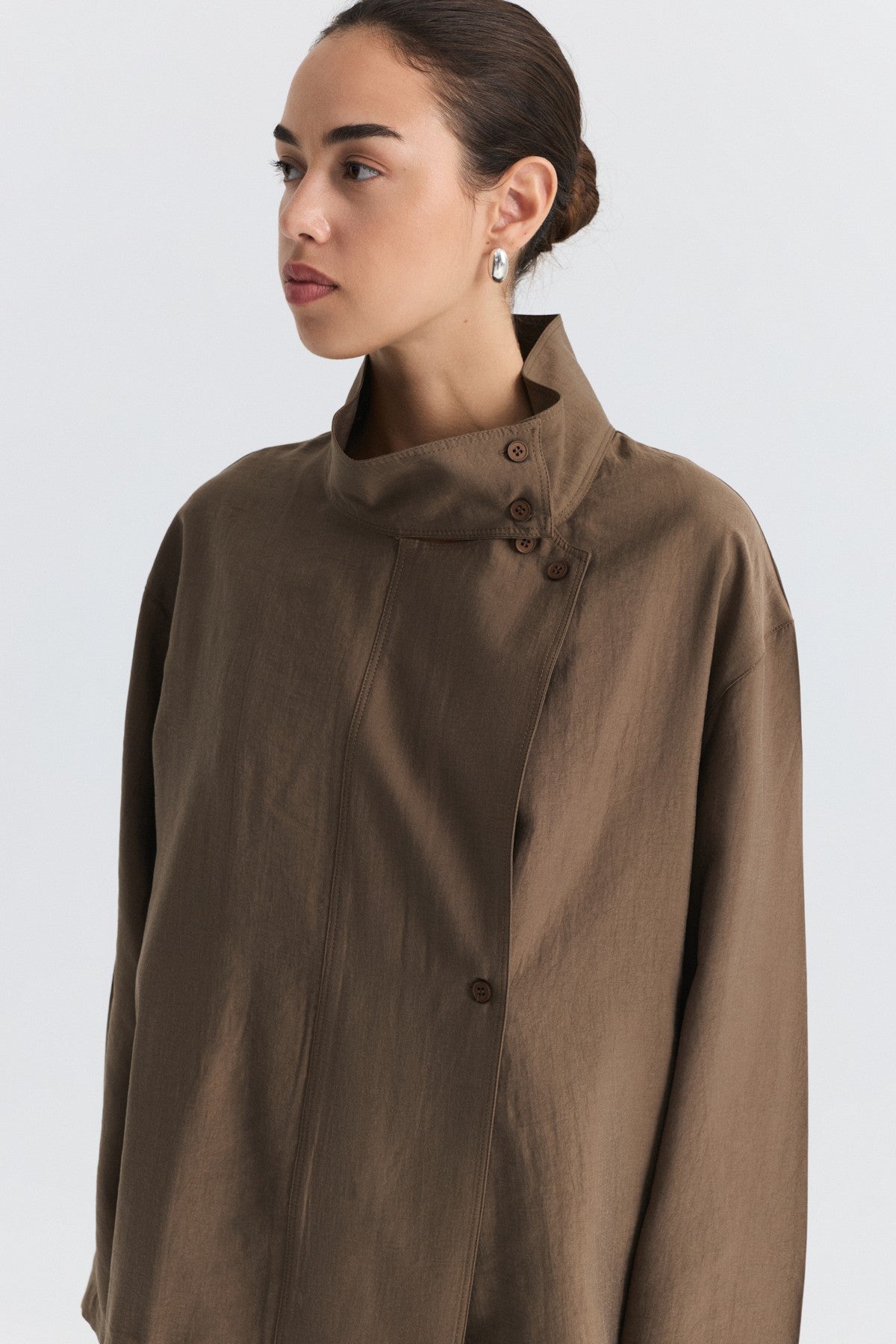 Stand-Up Collar Shirt and Pants Set