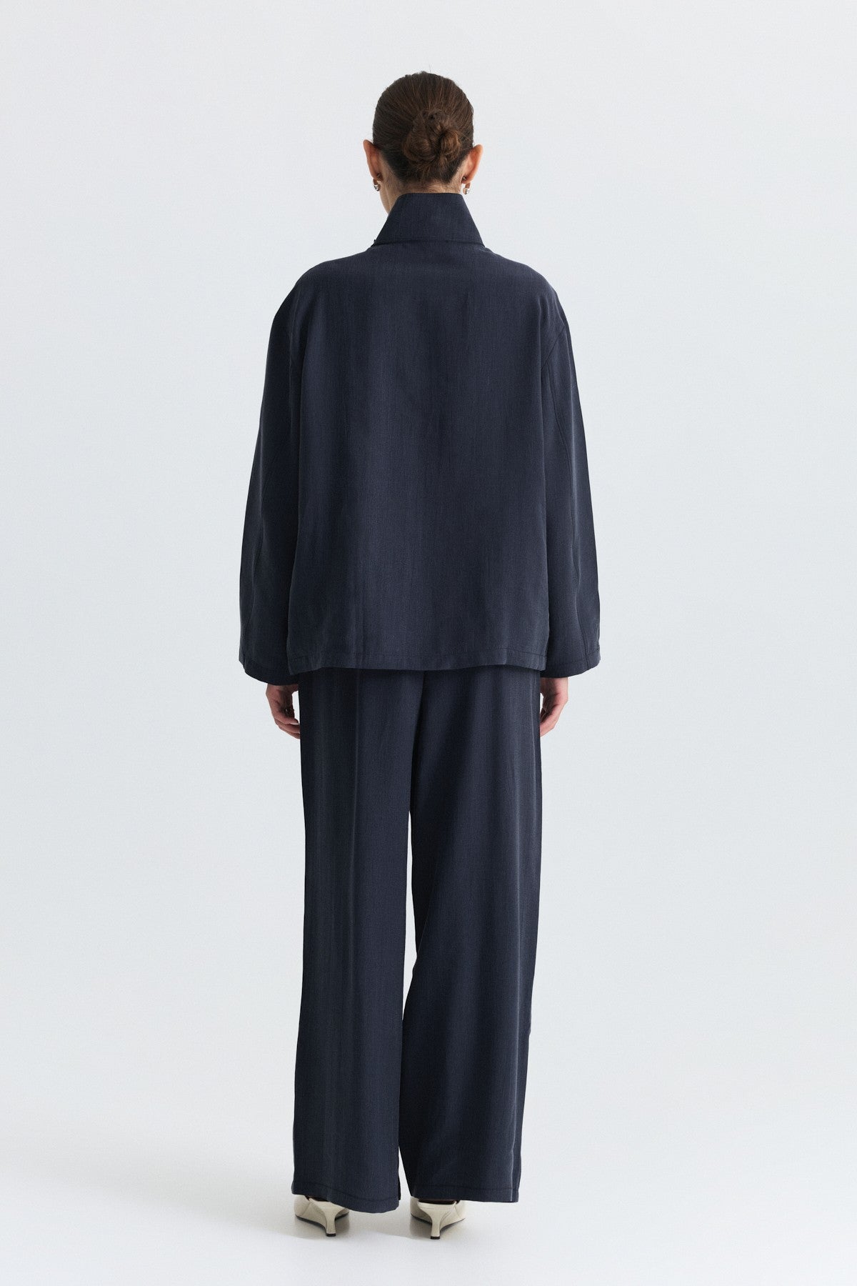 Stand-Up Collar Shirt and Pants Set