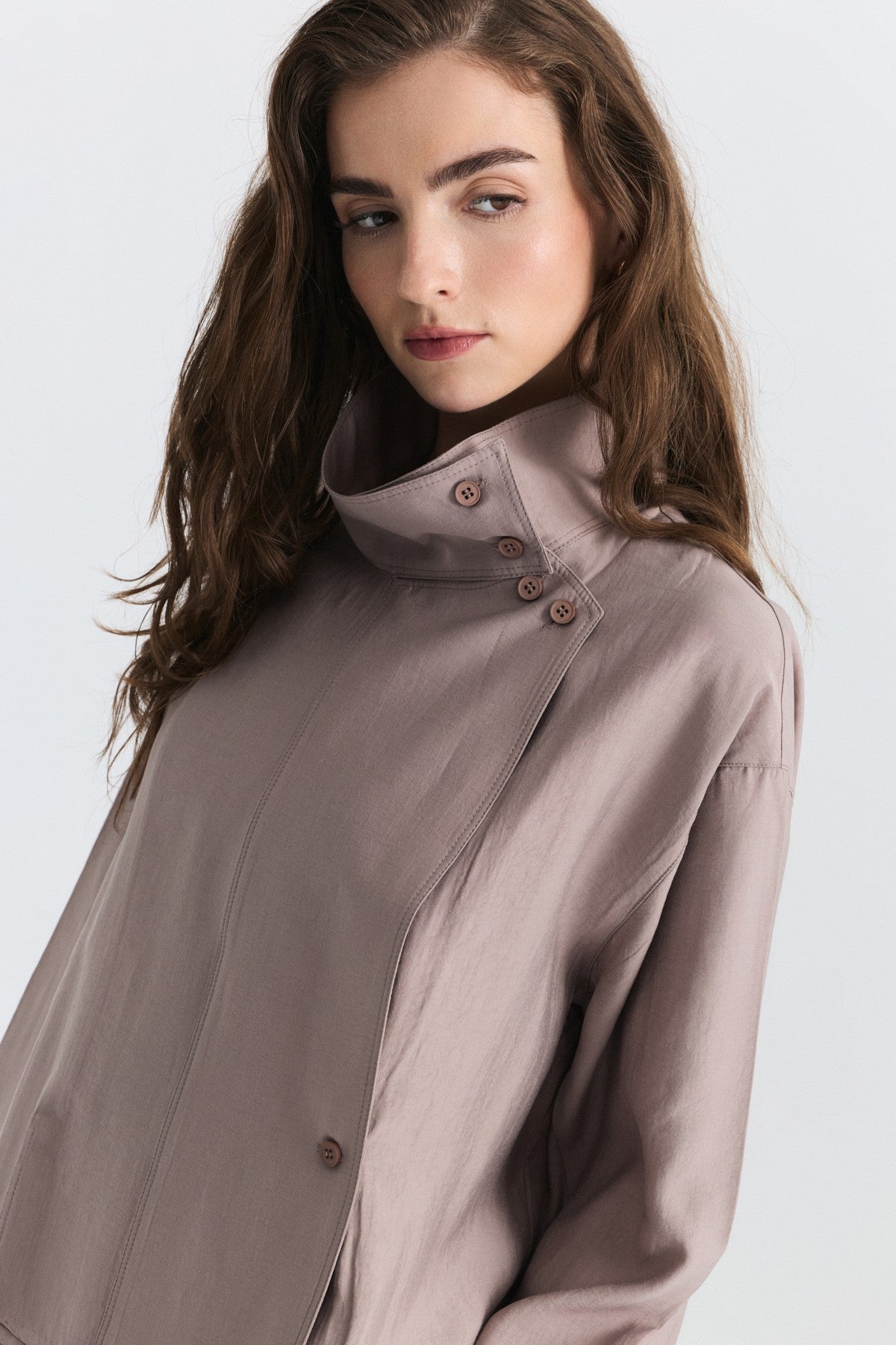 Stand-Up Collar Shirt and Pants Set