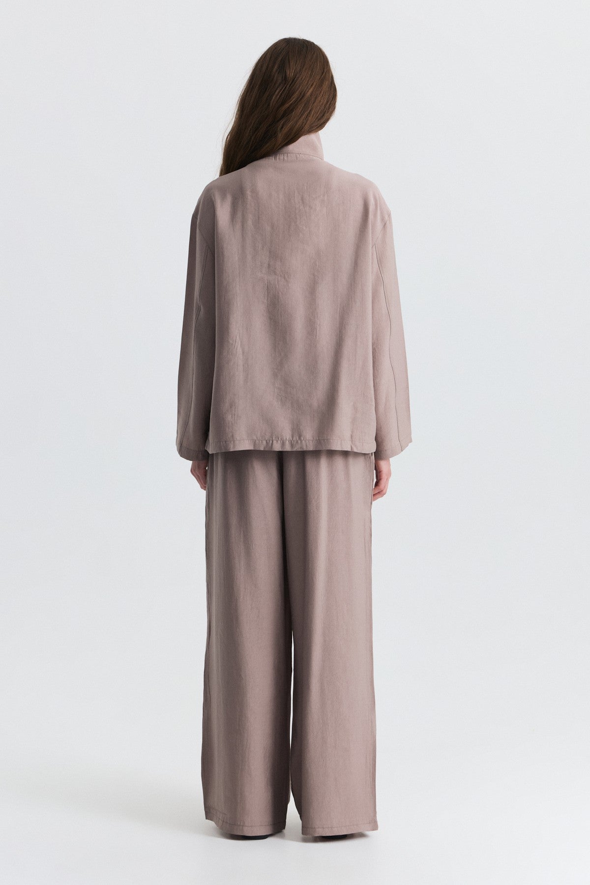 Stand-Up Collar Shirt and Pants Set