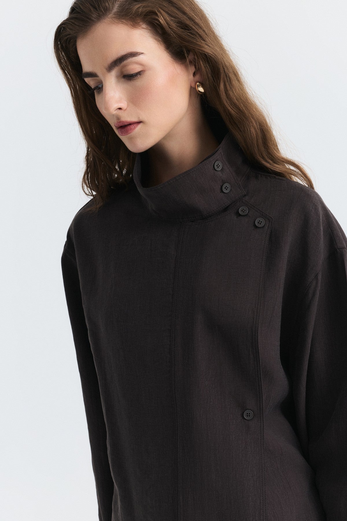 Stand-Up Collar Shirt and Pants Set